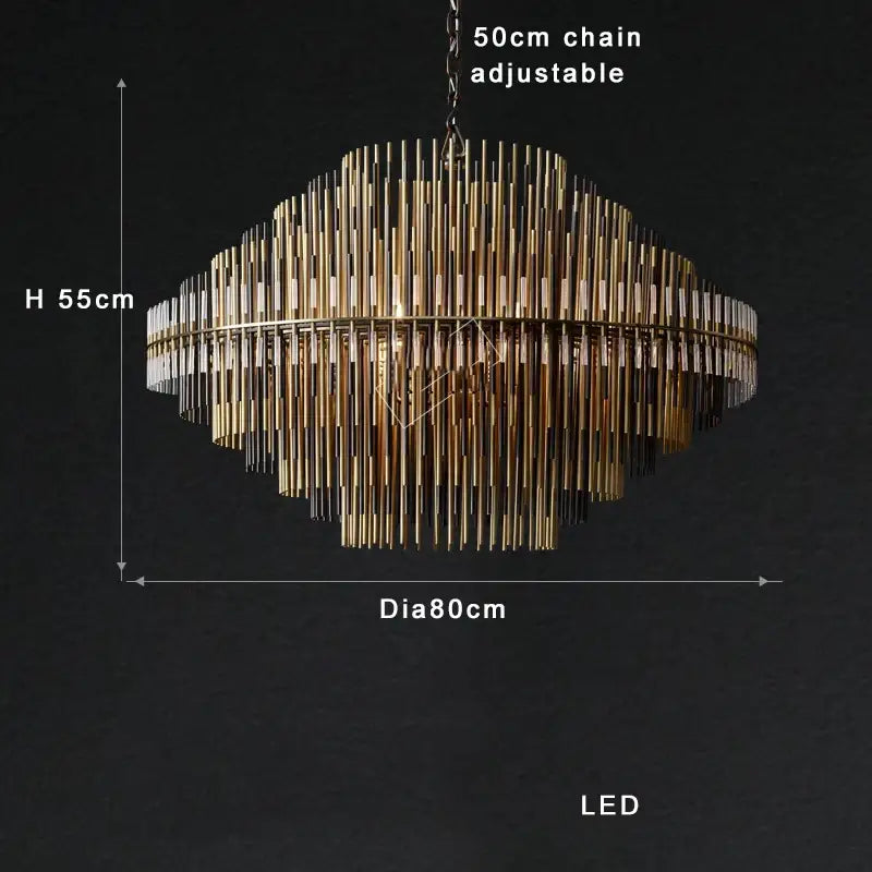 Brass Glass Ceiling Chandelier Copper Dia100cm