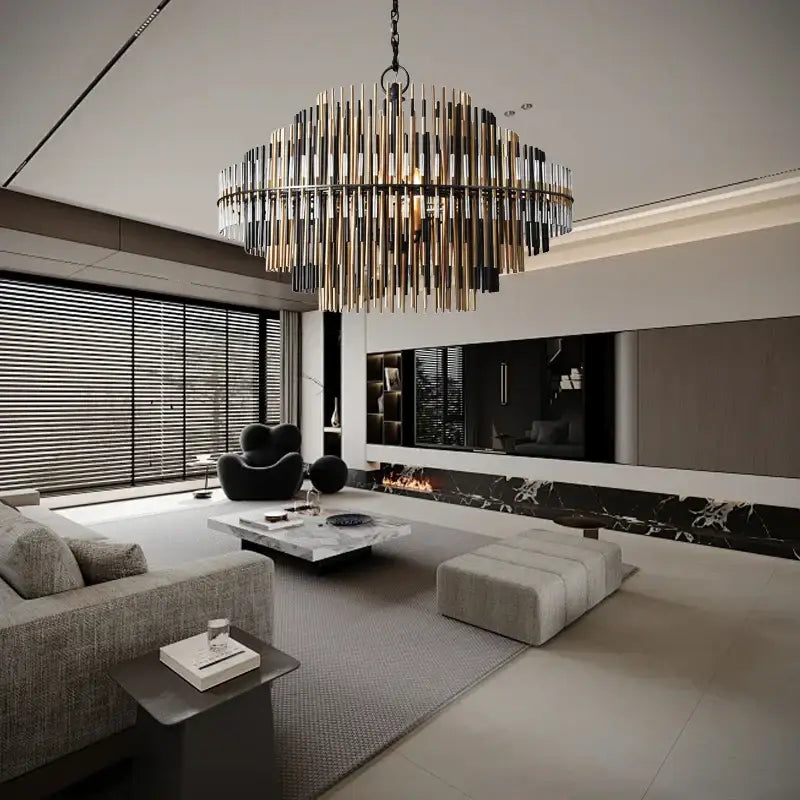 Brass Glass Ceiling Chandelier Copper Dia100cm