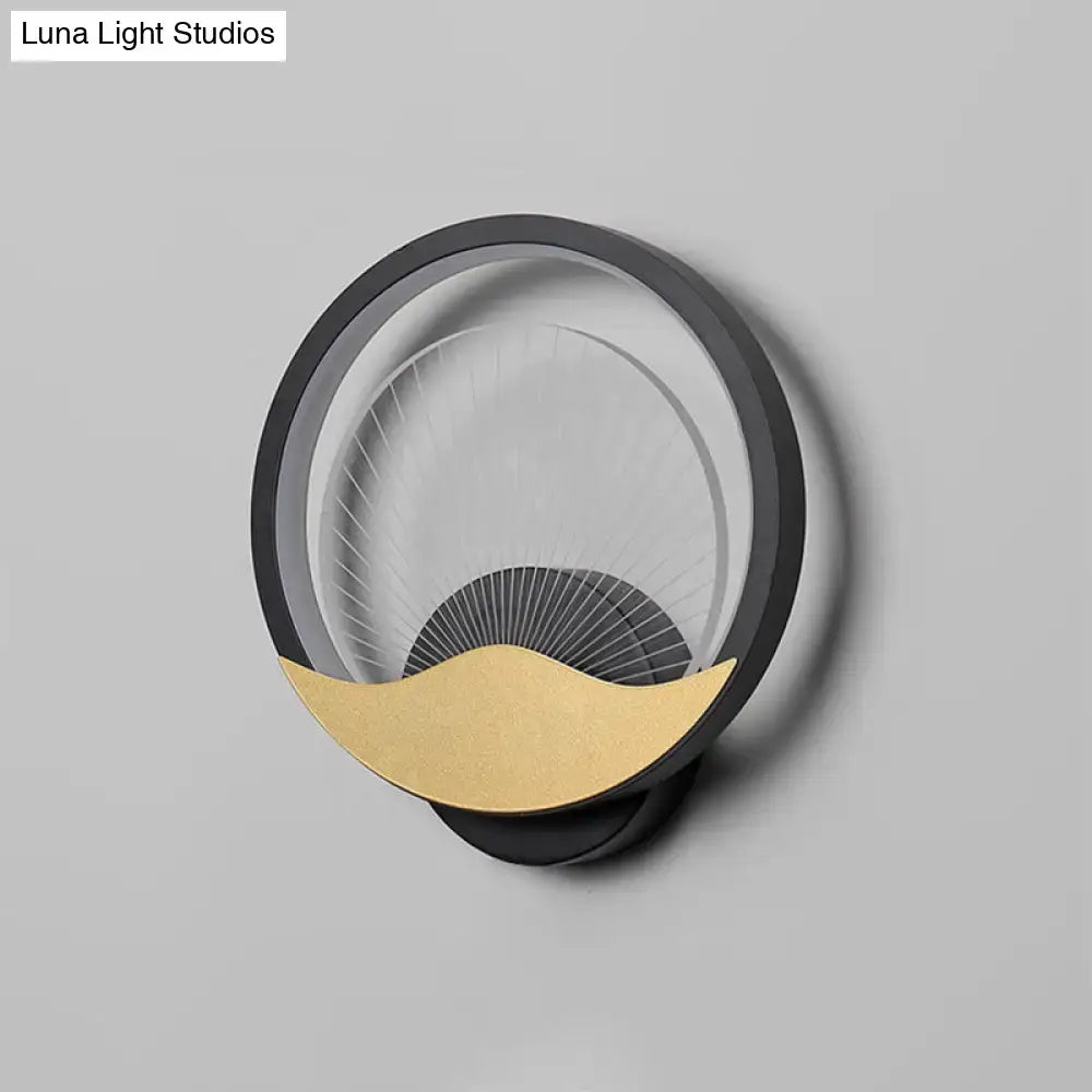 Gold Black Circular Acrylic Sconce