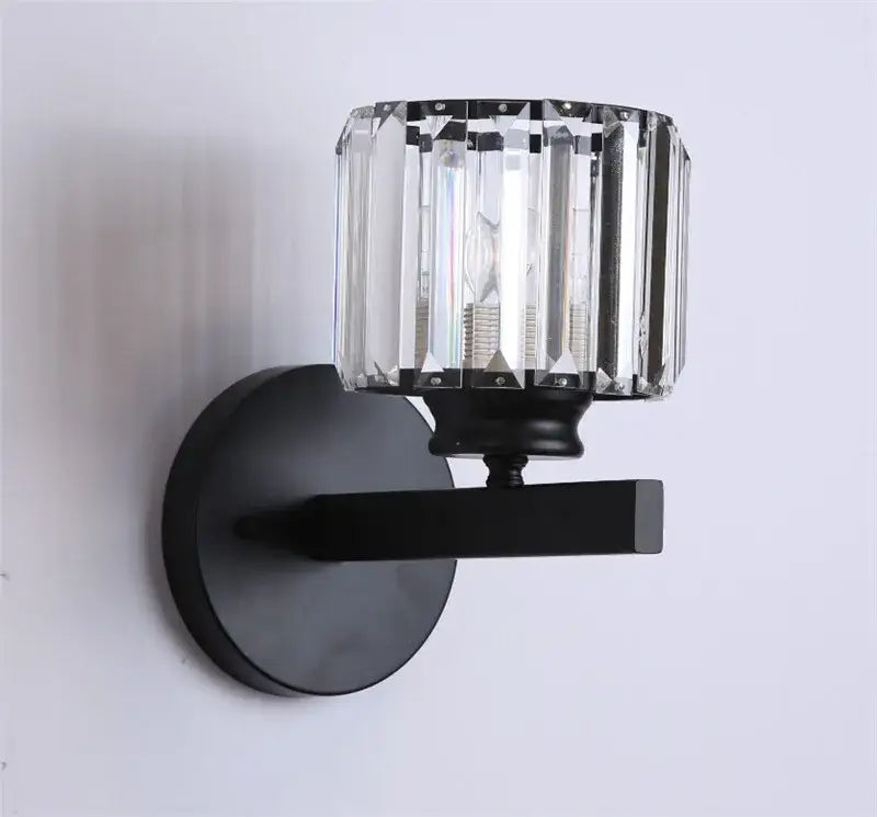 Gold Black Crystal Dining Room Wall Lamp