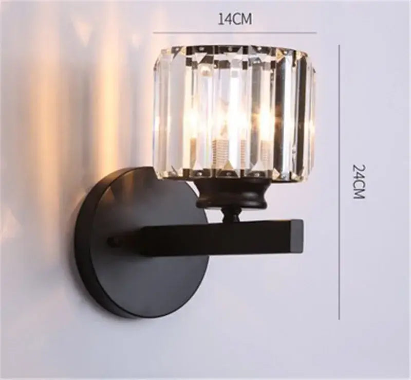 Gold Black Crystal Dining Room Wall Lamp