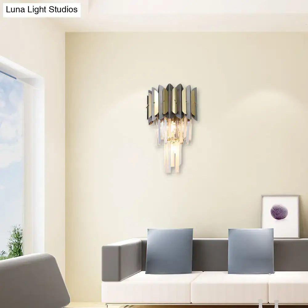 Gold Black Tiered Sconce Metal Multi-Voltage