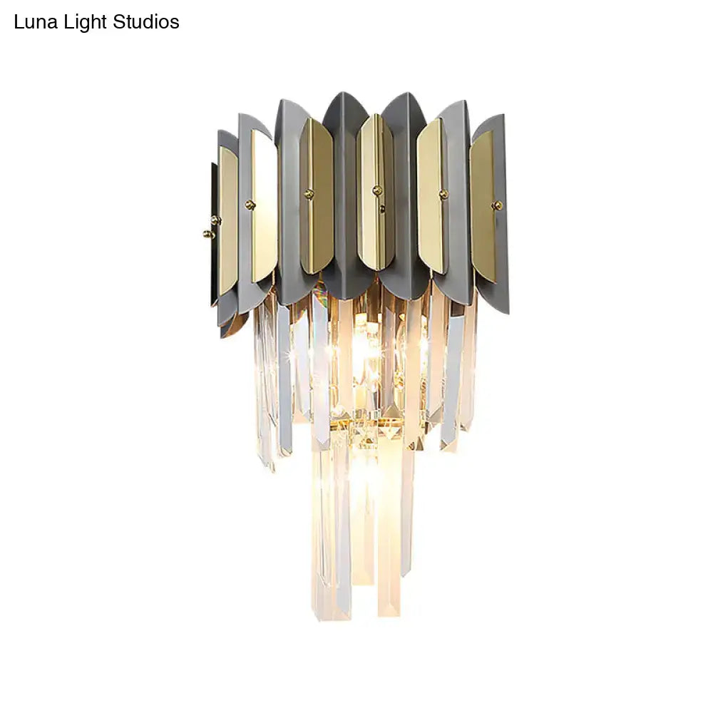 Gold Black Tiered Sconce Metal Multi-Voltage