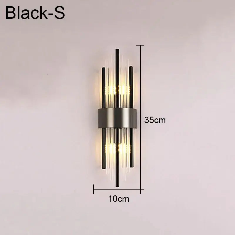 Gold Black Crystal Wall Lamp