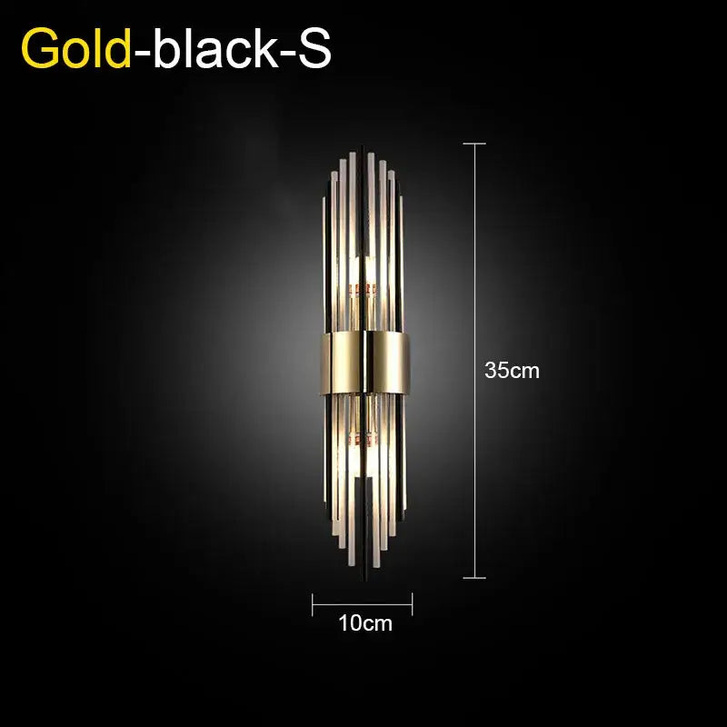 Gold Black Crystal Wall Lamp