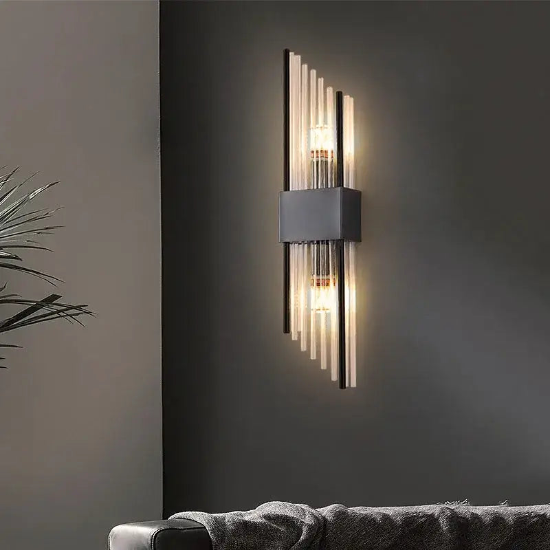 Gold Black Crystal Wall Lamp