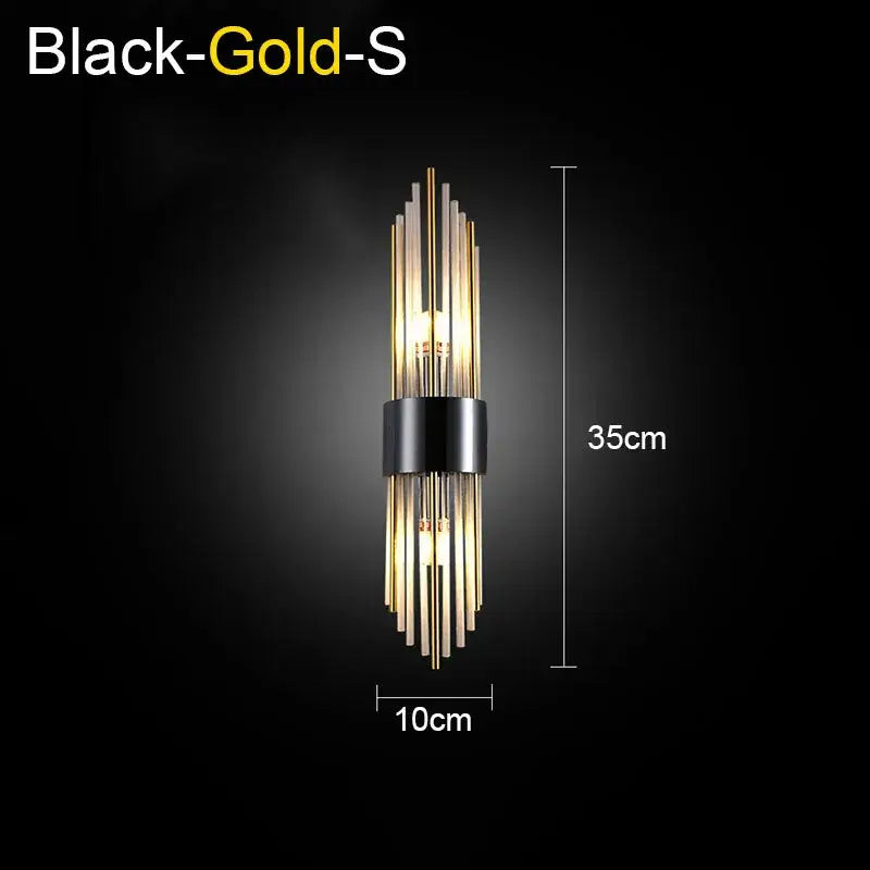 Gold Black Crystal Wall Lamp