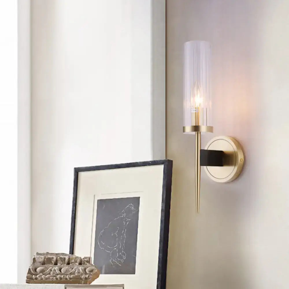 Gold Fluted Glass Wall Lamp