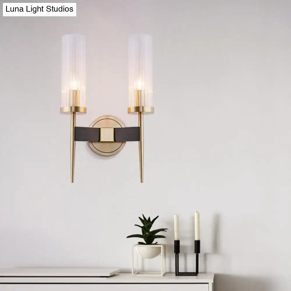 Gold Fluted Glass Wall Lamp