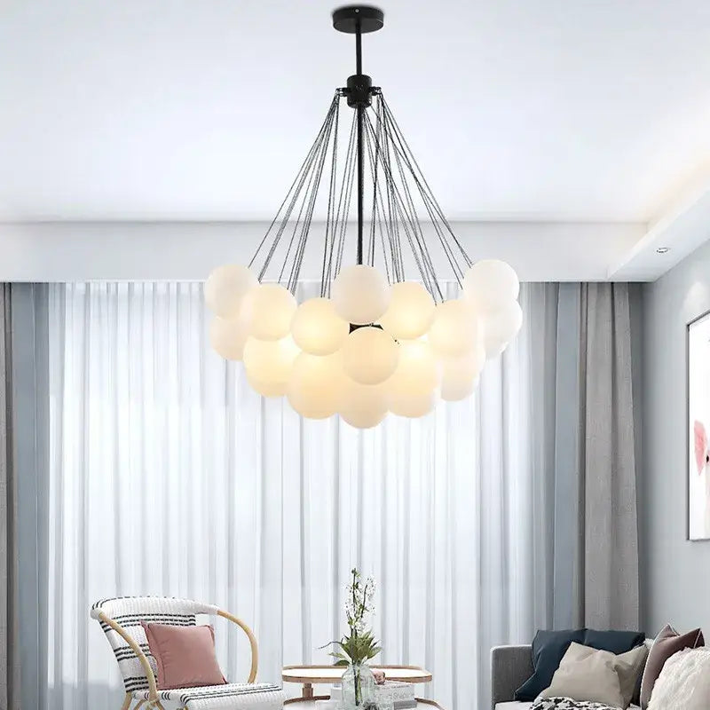 Gold Black Frosted-Glass 37-Head Chandelier