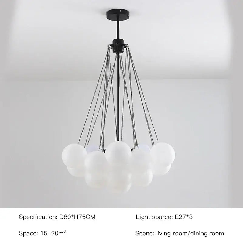 Gold Black Frosted-Glass 37-Head Chandelier