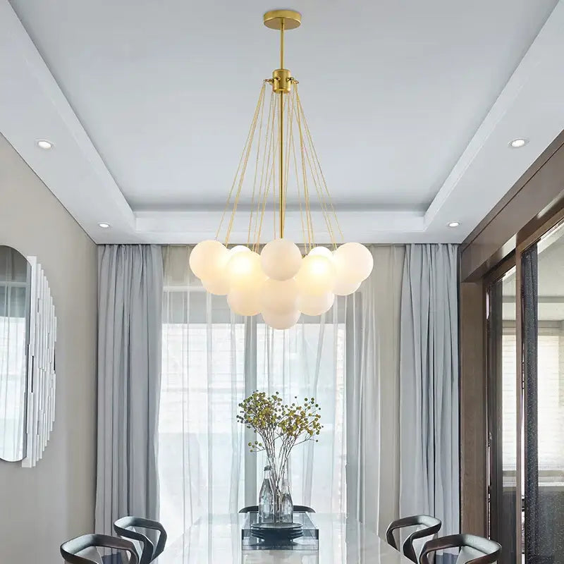 Gold Black Frosted-Glass 37-Head Chandelier