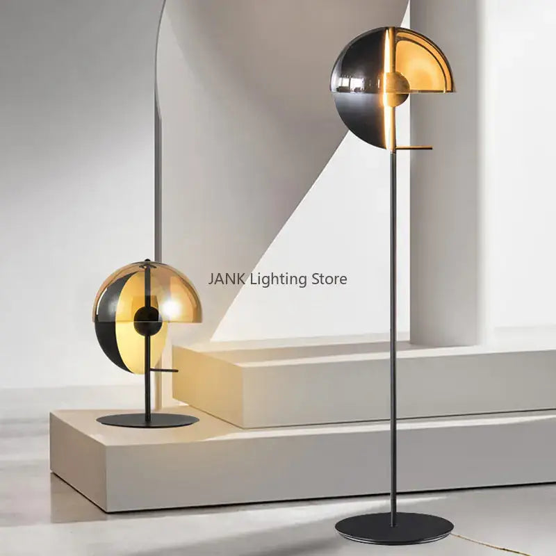 Gold Black Hemisphere Floor Lamp