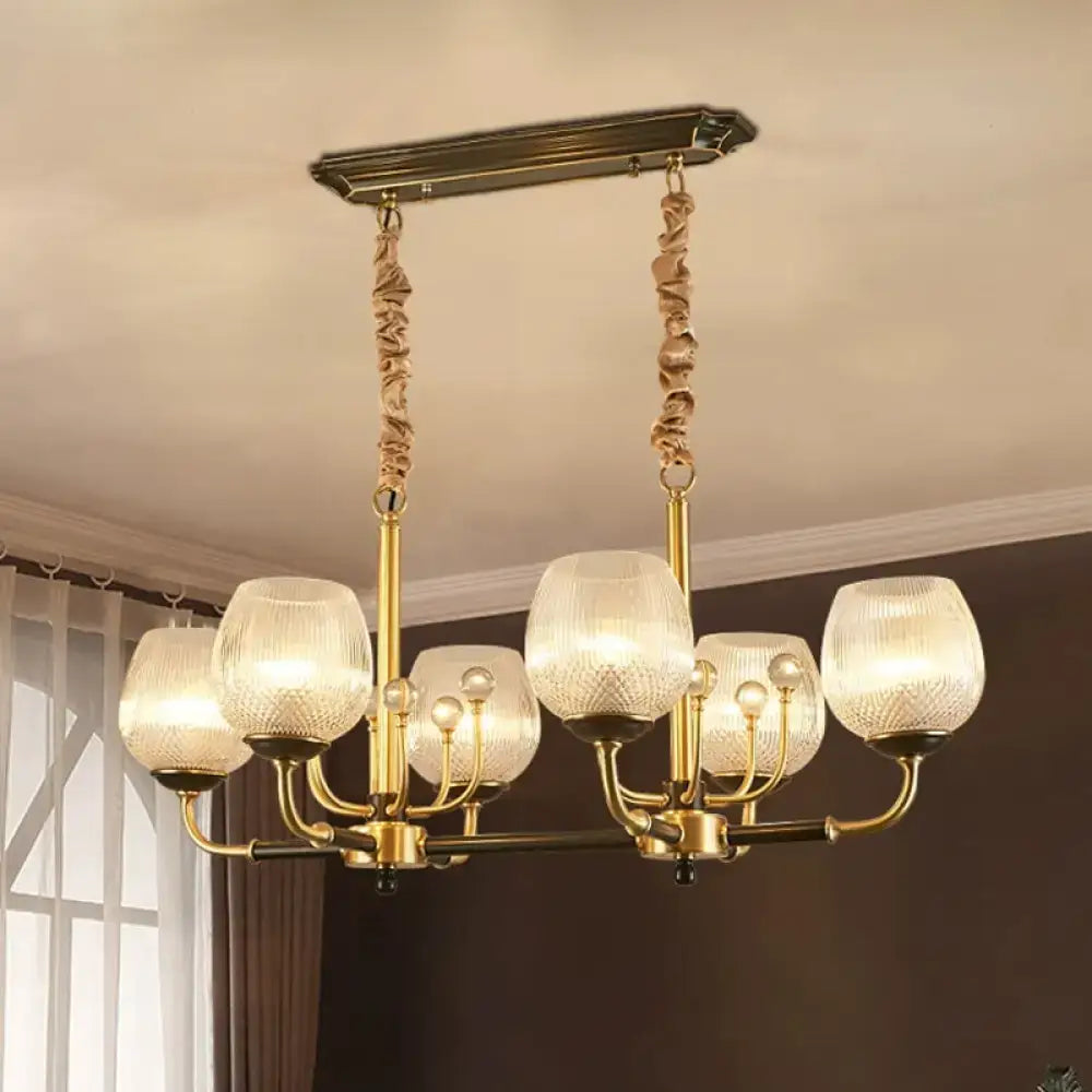 Gold Black Glass Chandelier