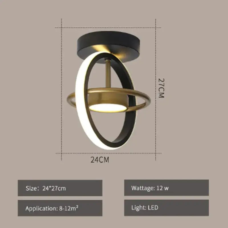 Gold Black Ring Ceiling Light