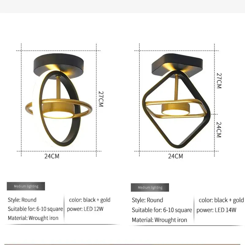 Gold Black Ring Ceiling Light