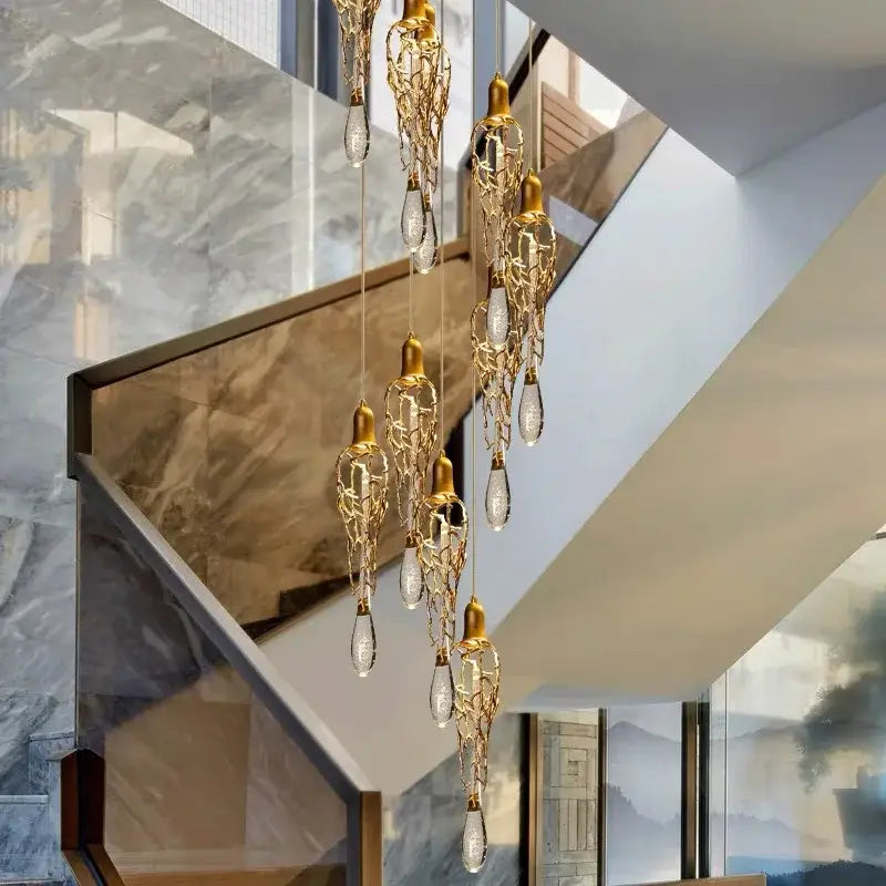 Gold Crystal Cage Chandelier