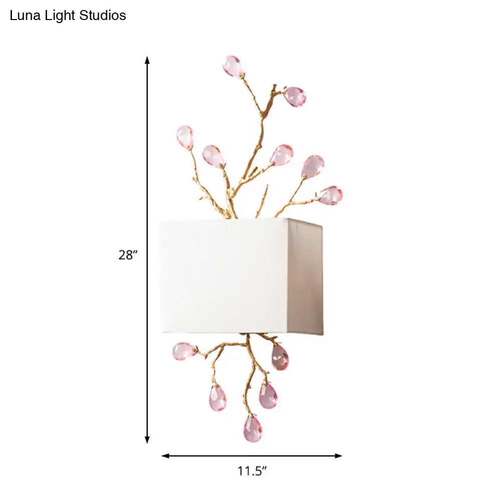 Gold Crystal Wall Sconce Pink Accent Two-Light