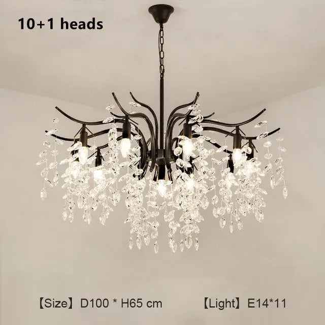 Gold Crystal LED Chandelier Trichromatic Dimming