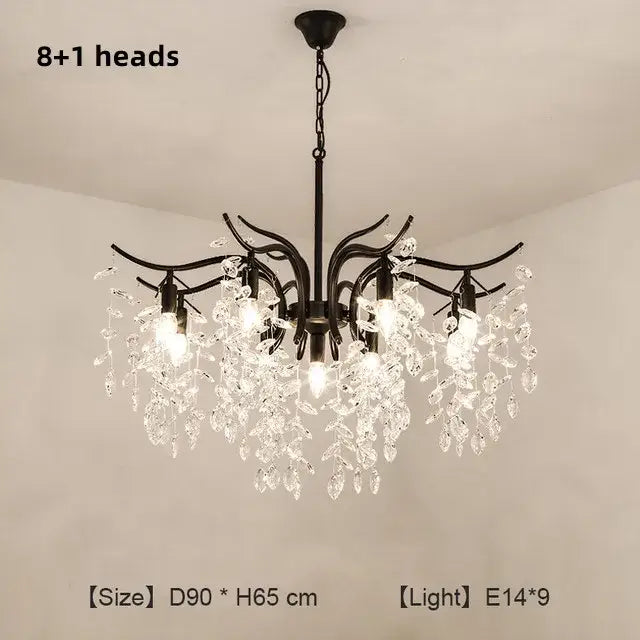 Gold Crystal LED Chandelier Trichromatic Dimming