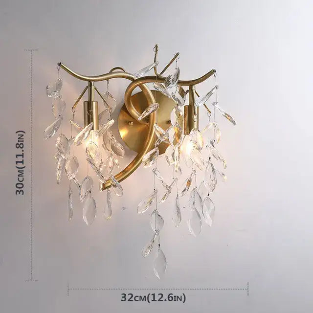 Gold Crystal LED Chandelier Trichromatic Dimming