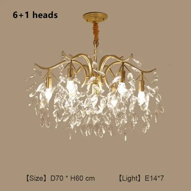 Gold Crystal LED Chandelier Trichromatic Dimming