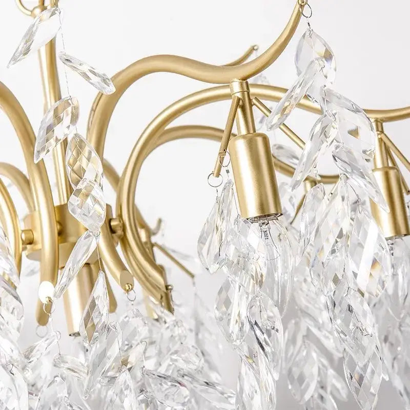 Gold Crystal LED Chandelier Trichromatic Dimming