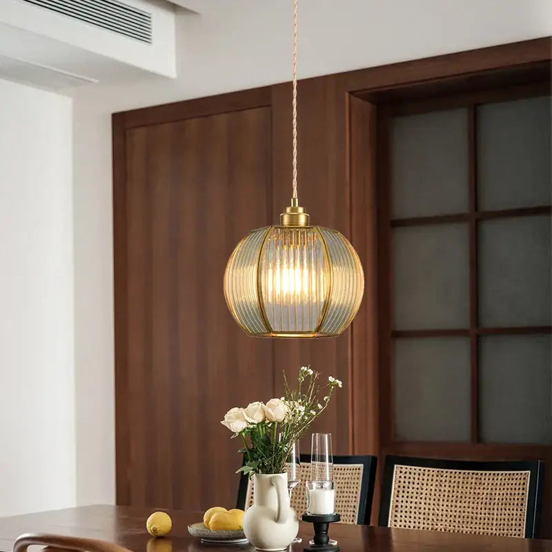 Gold Brass Glass Chandelier