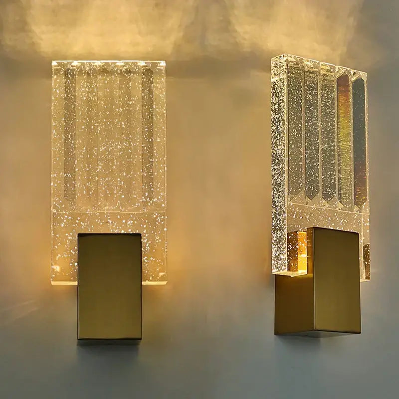 Gold Crystal Wall Sconce with Tricolor Light