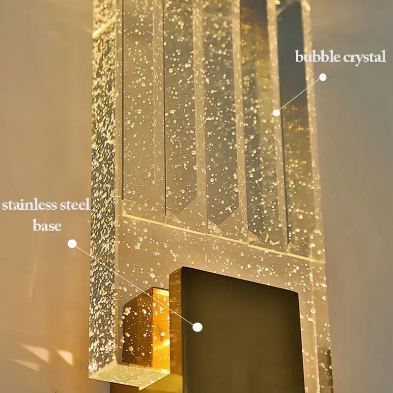 Gold Crystal Wall Sconce with Tricolor Light