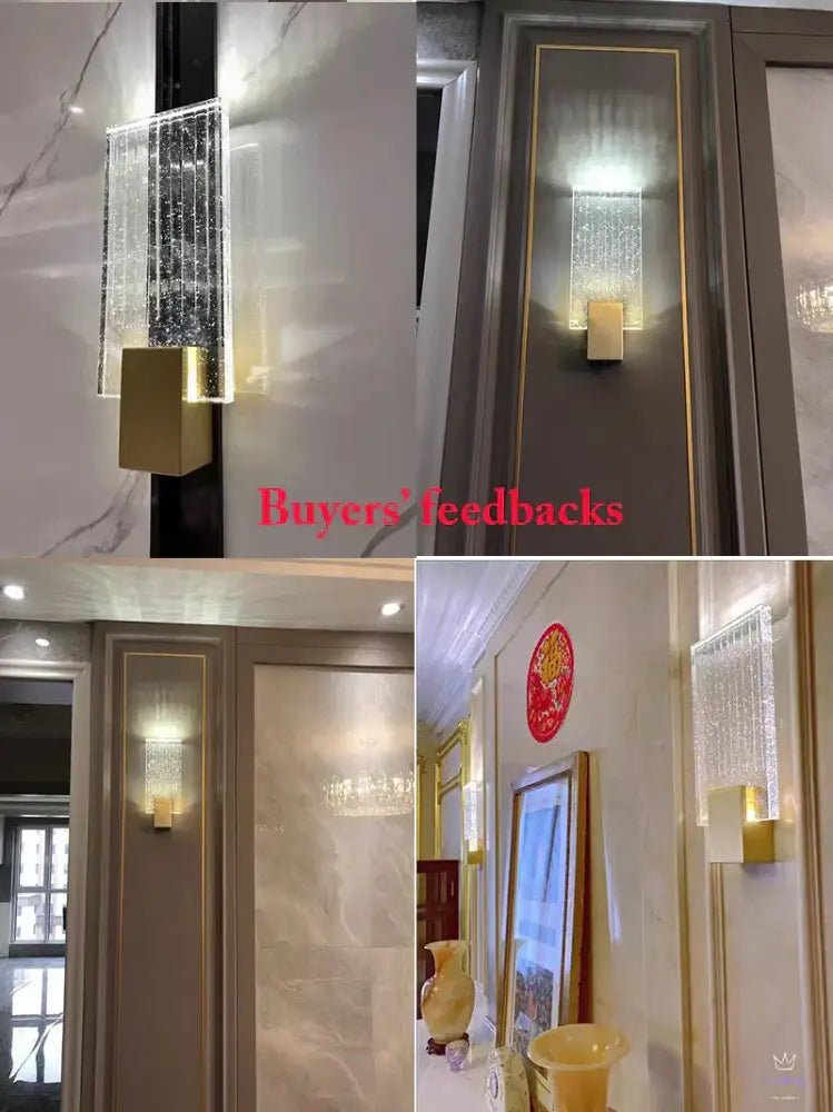 Gold Crystal Wall Sconce with Tricolor Light