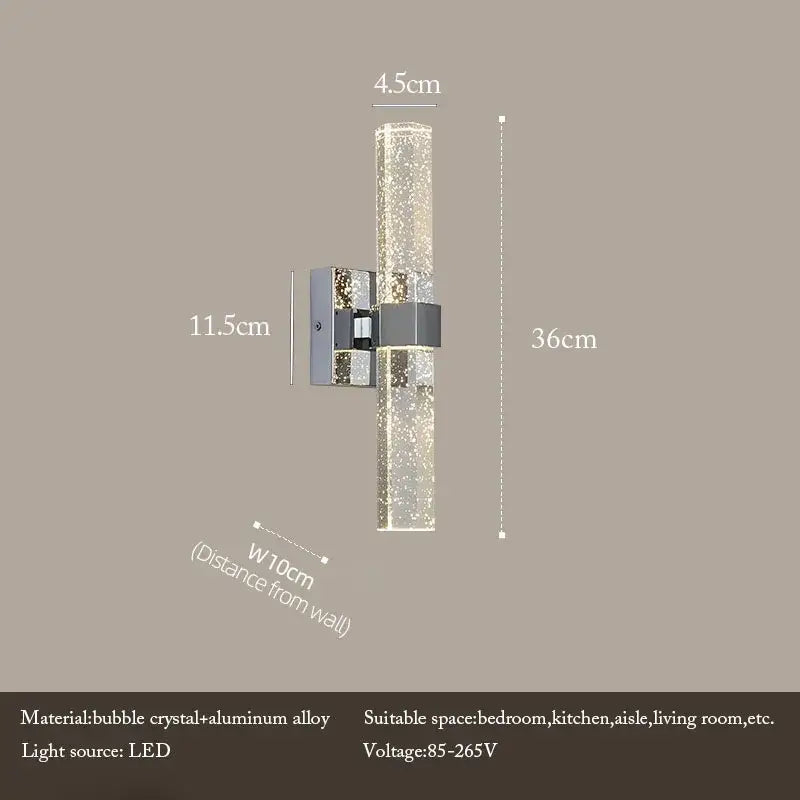 Gold Crystal Wall Sconce with Tricolor Light