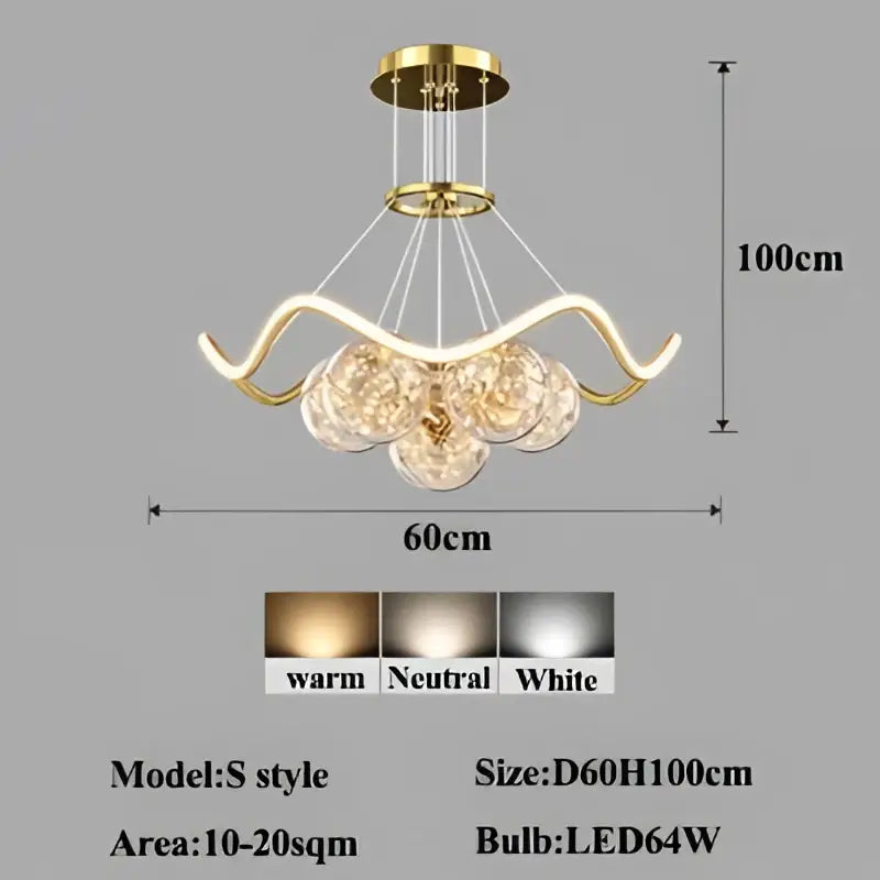 Gold Dimmable Bubble Chandelier