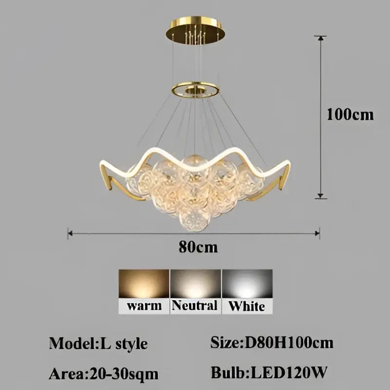 Gold Dimmable Bubble Chandelier