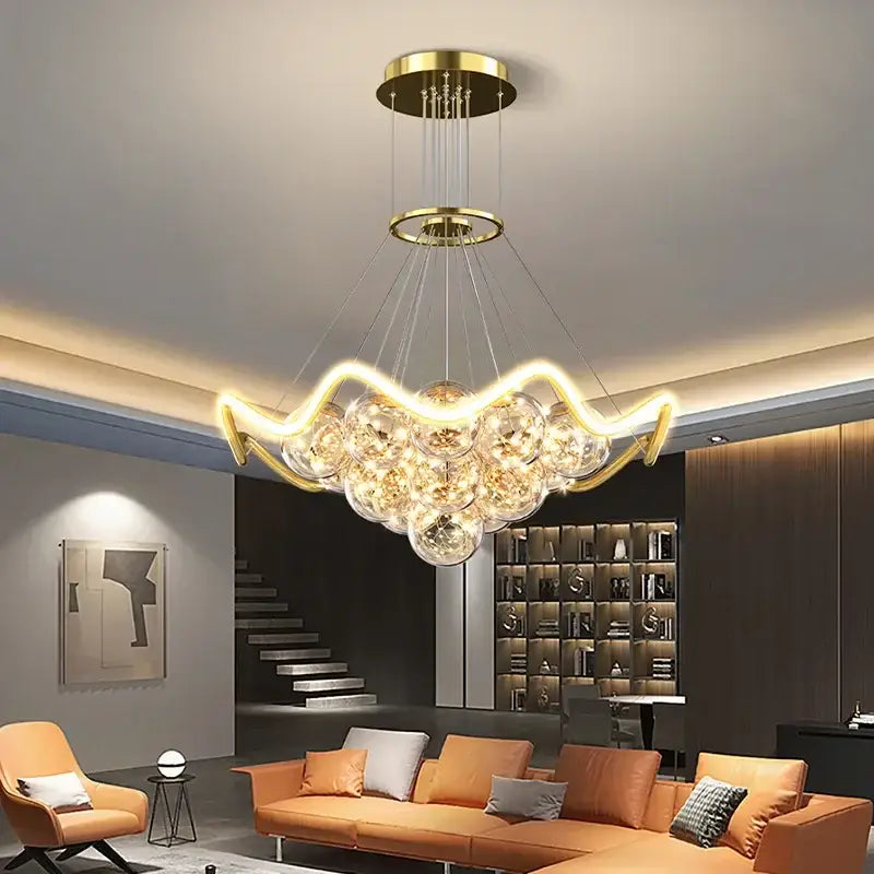 Gold Dimmable Bubble Chandelier