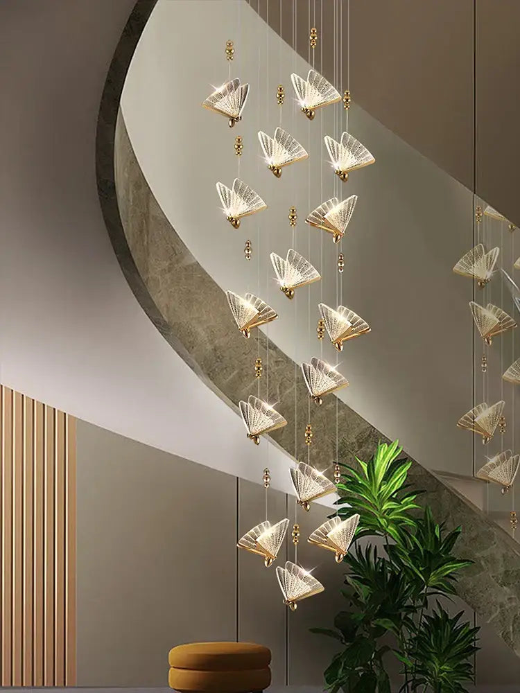 Gold Acrylic Pendant Light Multi-Head Design