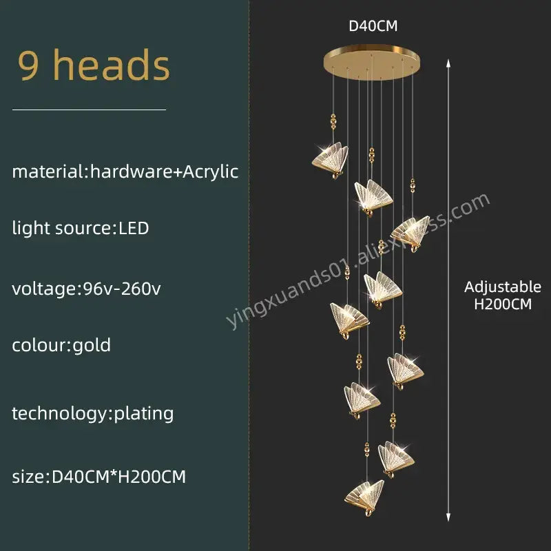 Gold Acrylic Pendant Light Multi-Head Design