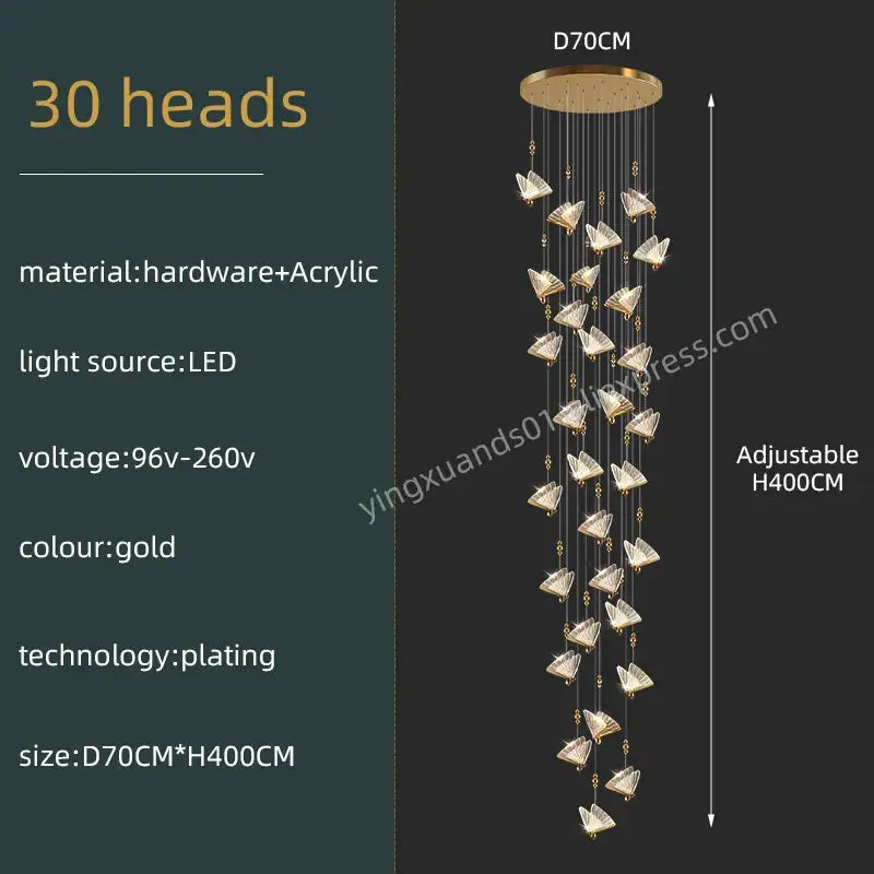 Gold Acrylic Pendant Light Multi-Head Design