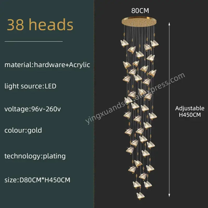 Gold Acrylic Pendant Light Multi-Head Design