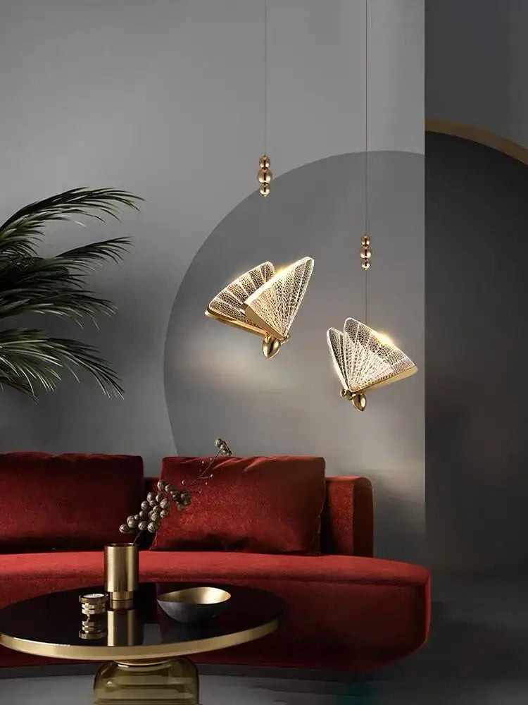 Gold Acrylic Pendant Light Multi-Head Design