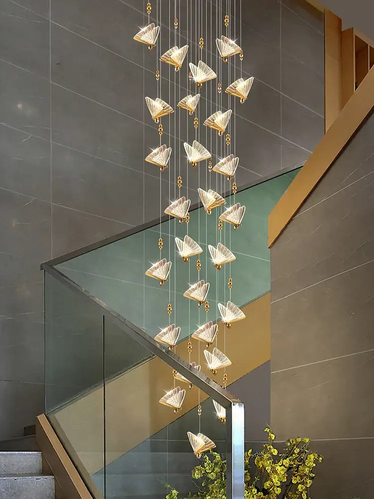 Gold Acrylic Pendant Light Multi-Head Design
