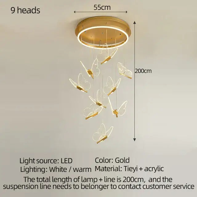 Gold Acrylic LED Chandelier Dimmable for Bedroom