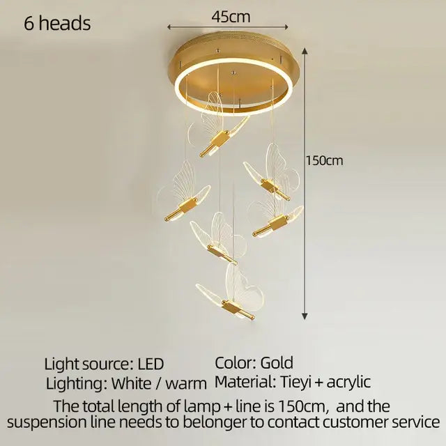 Gold Acrylic LED Chandelier Dimmable for Bedroom