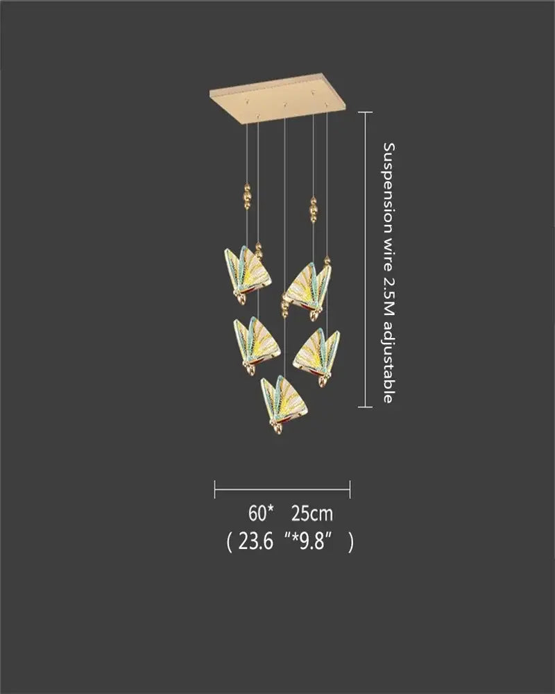 Gold Butterfly LED Chandelier with 12 Lamps