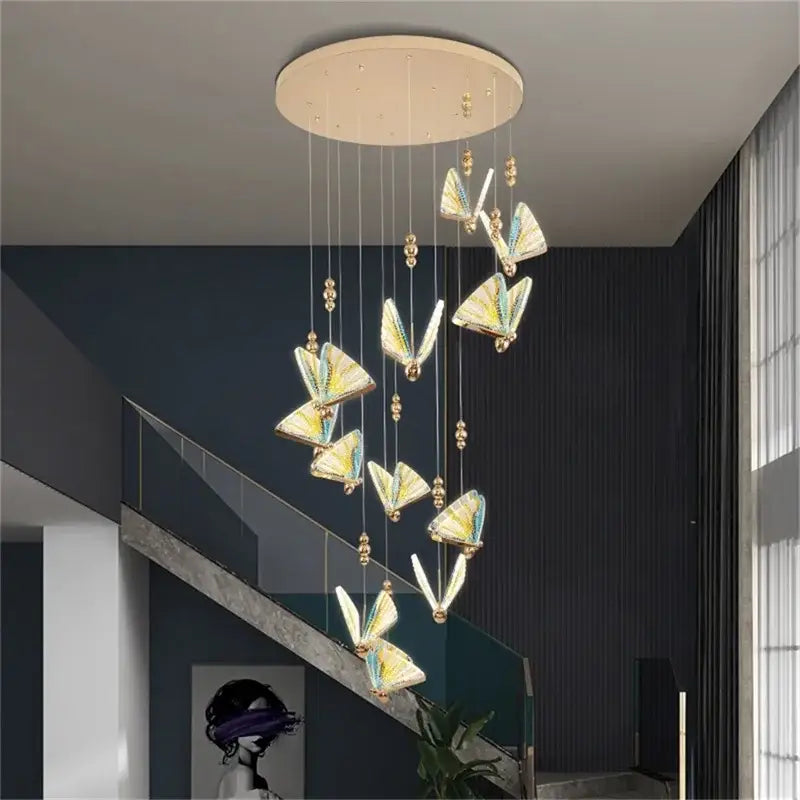 Gold Butterfly LED Chandelier with 12 Lamps