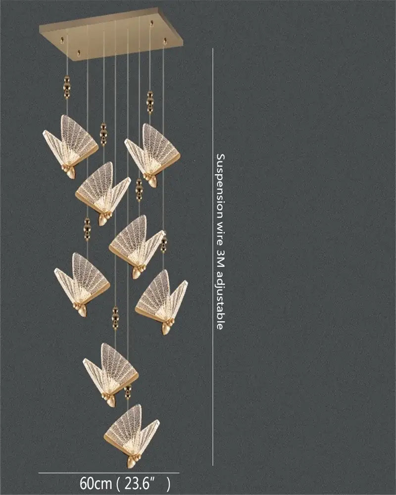 Gold Butterfly LED Chandelier with 12 Lamps