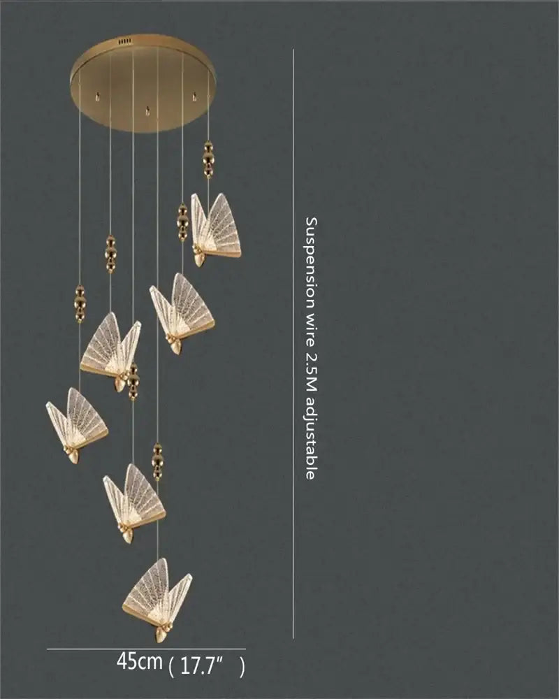 Gold Butterfly LED Chandelier with 12 Lamps