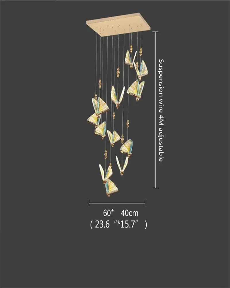 Gold Butterfly LED Chandelier with 12 Lamps