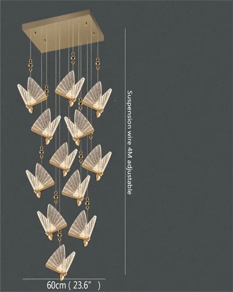 Gold Butterfly LED Chandelier with 12 Lamps