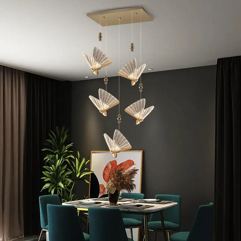 Gold Butterfly LED Chandelier with 12 Lamps